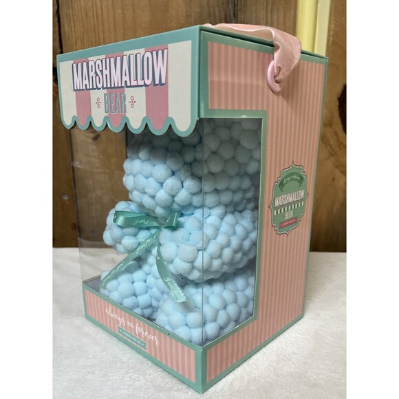 Marshmallow Light Blue Teddy Bear With Green Ribbon Brand New Always and Forever - Picture 7 of 8